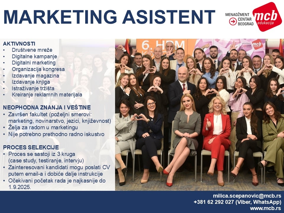 Menadžment centar Beograd: Marketing asistent